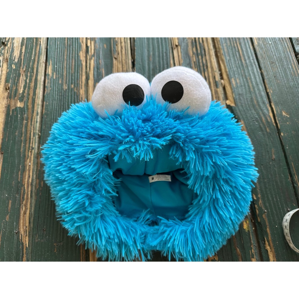 Sesame Street Cookie Monster Plush Shaggy Faux Fur Character Hood Blue Kids M